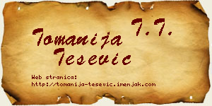 Tomanija Tešević vizit kartica
